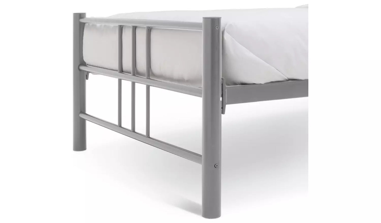 Atlas Single Metal Bed Frame - Silver